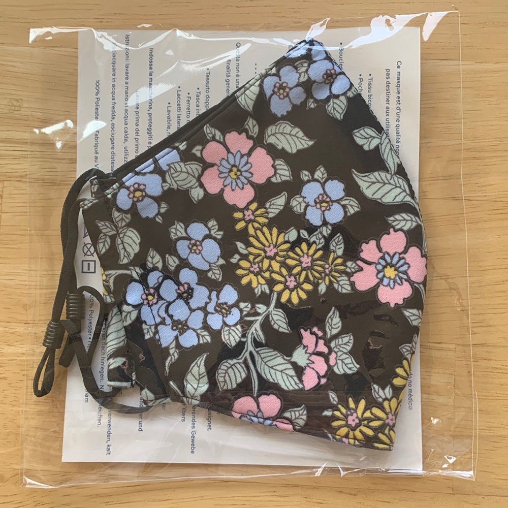 Tory Burch Black Floral face mask